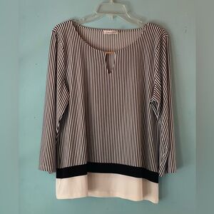 Calvin Klein ladies black and white striped top size L